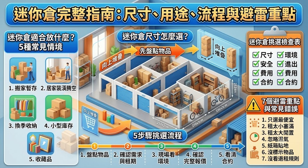 迷你倉怎麼選？尺寸、用途、租用流程與避雷重點完整指南